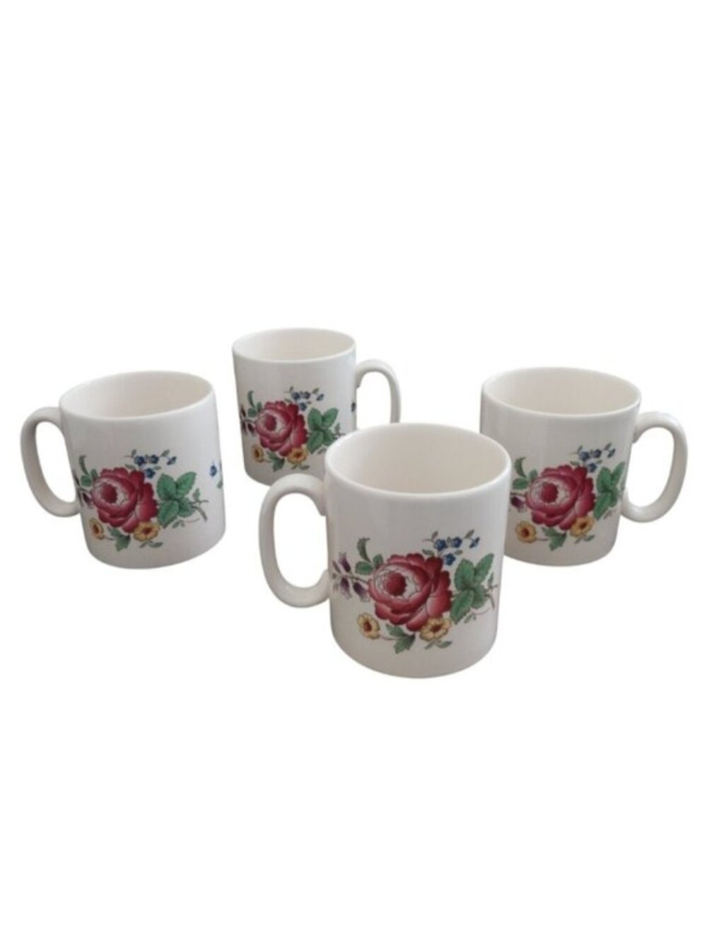 Spode Marlborough Sprays Mug Bundle Set of 4 Like New Cream with Floral Design